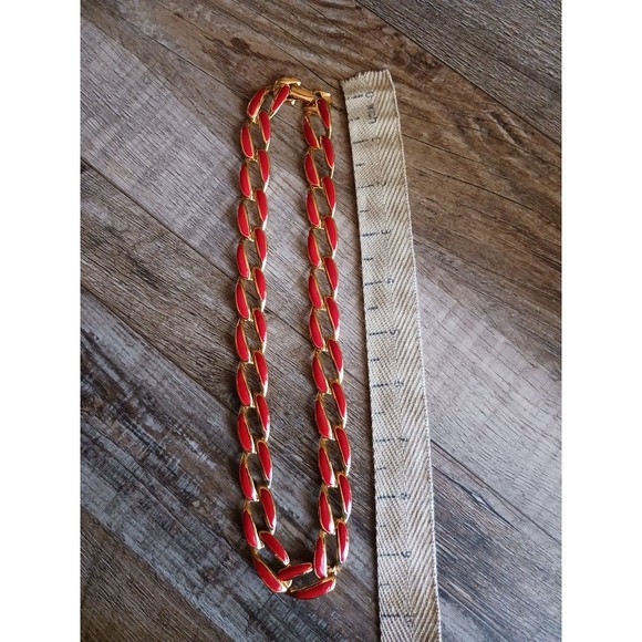 Napier Gold with Red Enamel Link Necklace - Picture 7 of 7